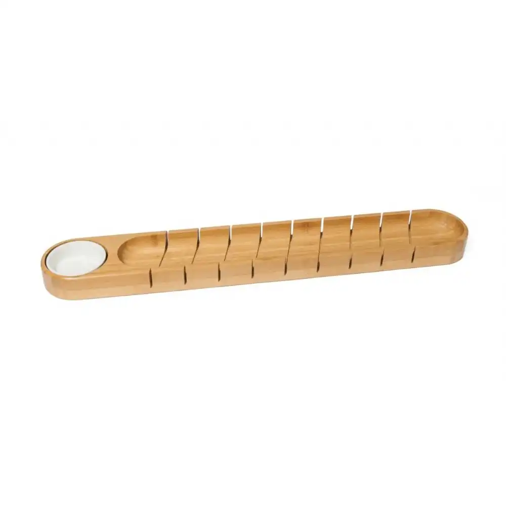 Lipper International Bamboo Bread Board with Ceramic Dip Bowl