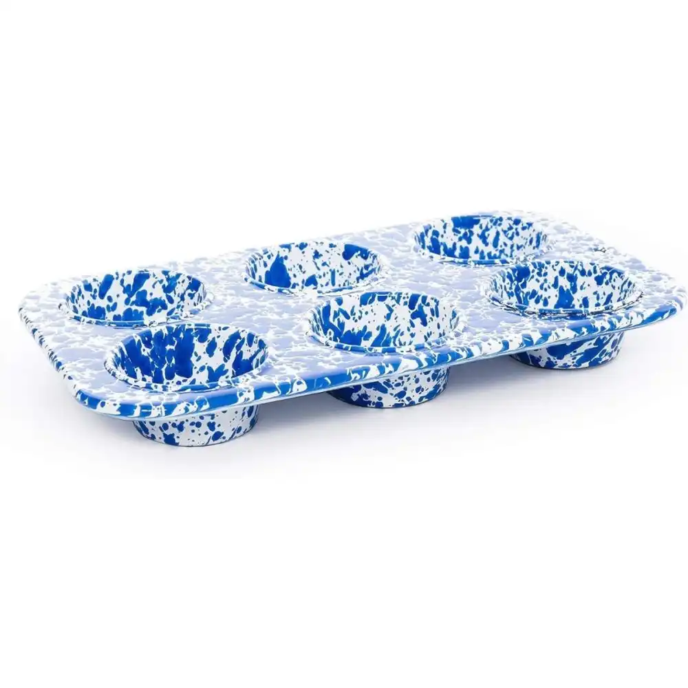 Crow Canyon 6-Cup Muffin Pan | Blue Splatter