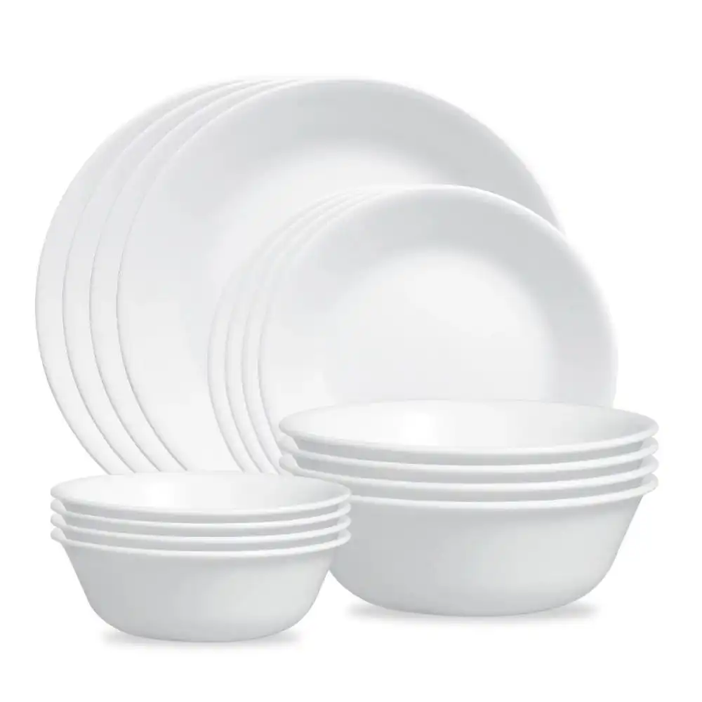 Corelle Livingware 16-Piece Dinnerware Set Without Mugs | Winter Frost White
