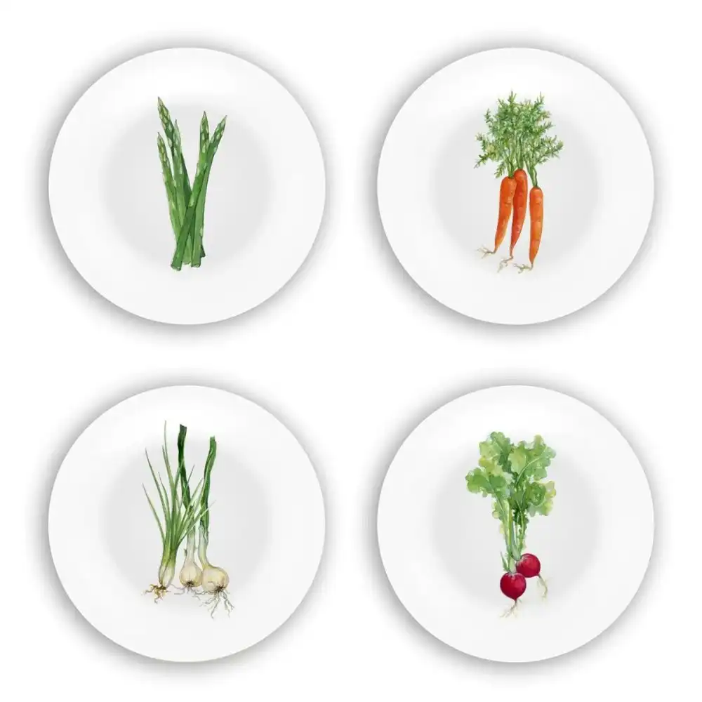 Bamboo Table 4-Piece Plate Gift Set | Veggies