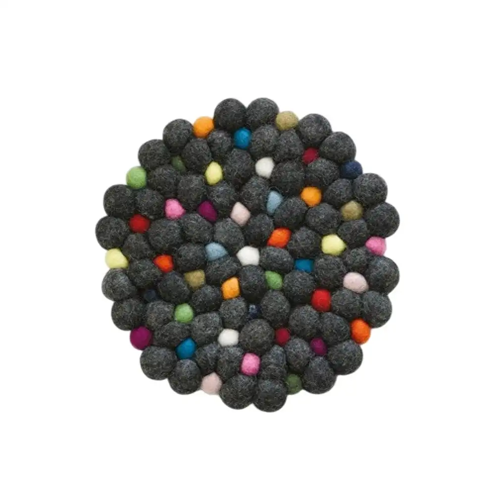Cilio Fair Trade Virgin Wool Round Trivet | Nero
