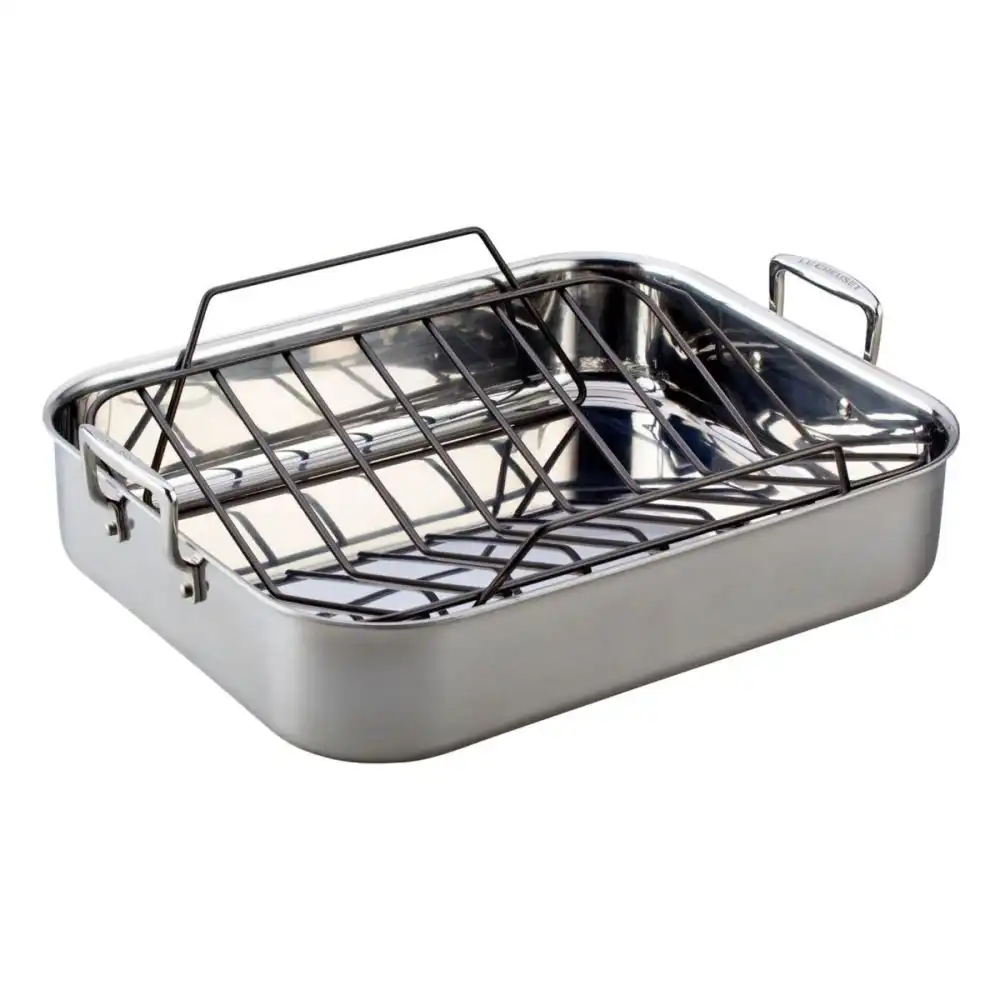 Le Creuset Signature Stainless Steel Classic 17" Rectangular Roaster & Rack