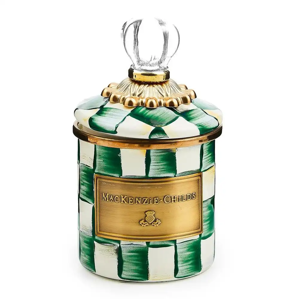 MacKenzie-Childs Emerald Check 14oz Mini Canister