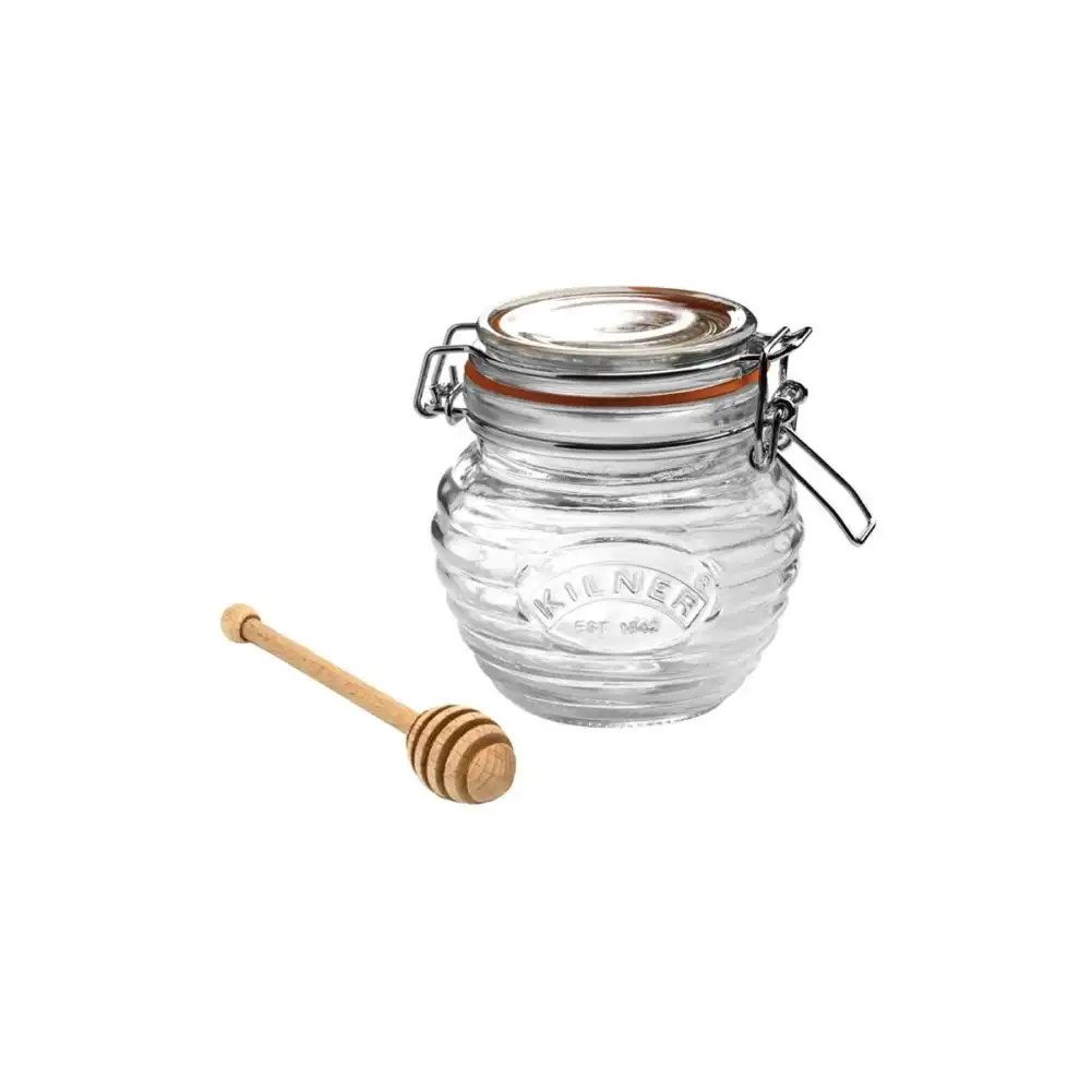 Kilner Create & Make 13.5oz Swing Top Honey Pot + Beechwood Dipper Set