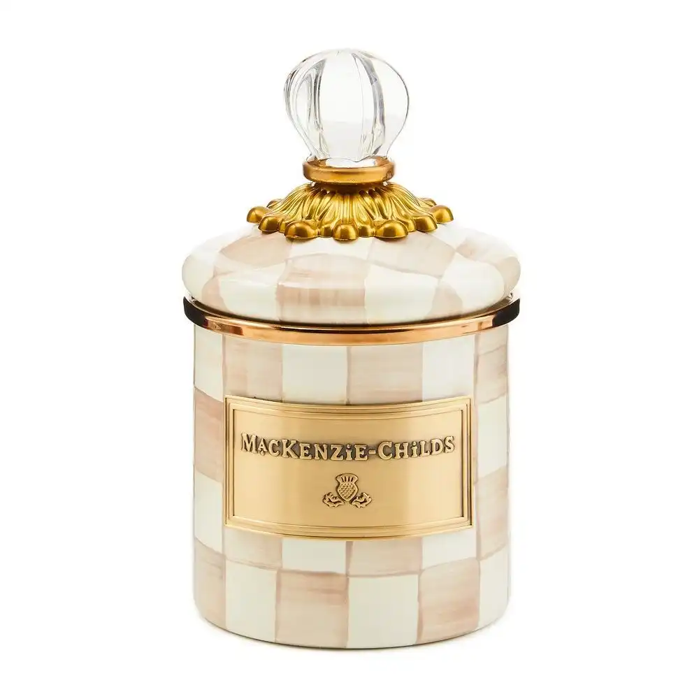MacKenzie-Childs Mocha Check 14oz Mini Canister