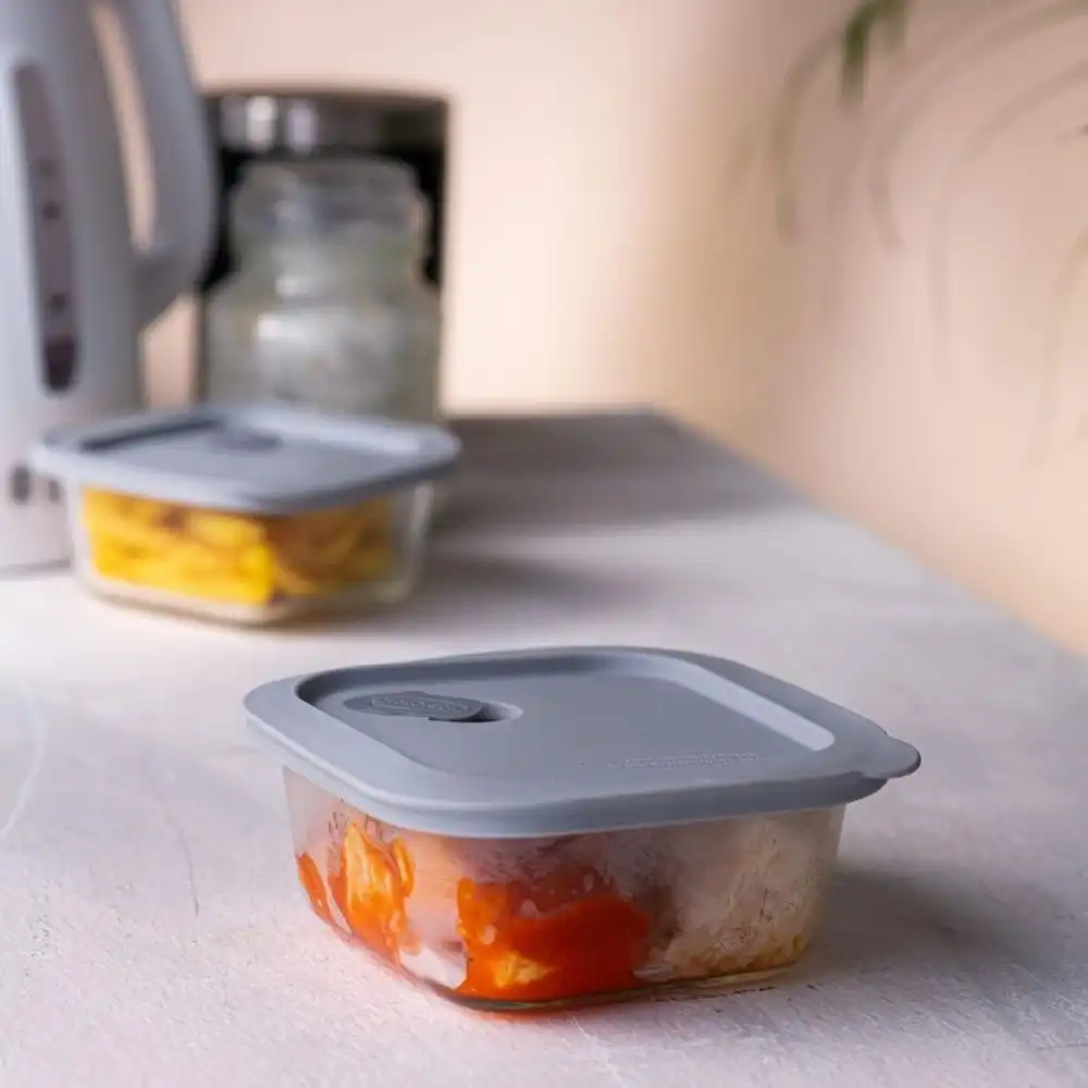 Alternative view of Click Clack 0.8 Quart Cook+ Square Heatproof Glass Container | Grey