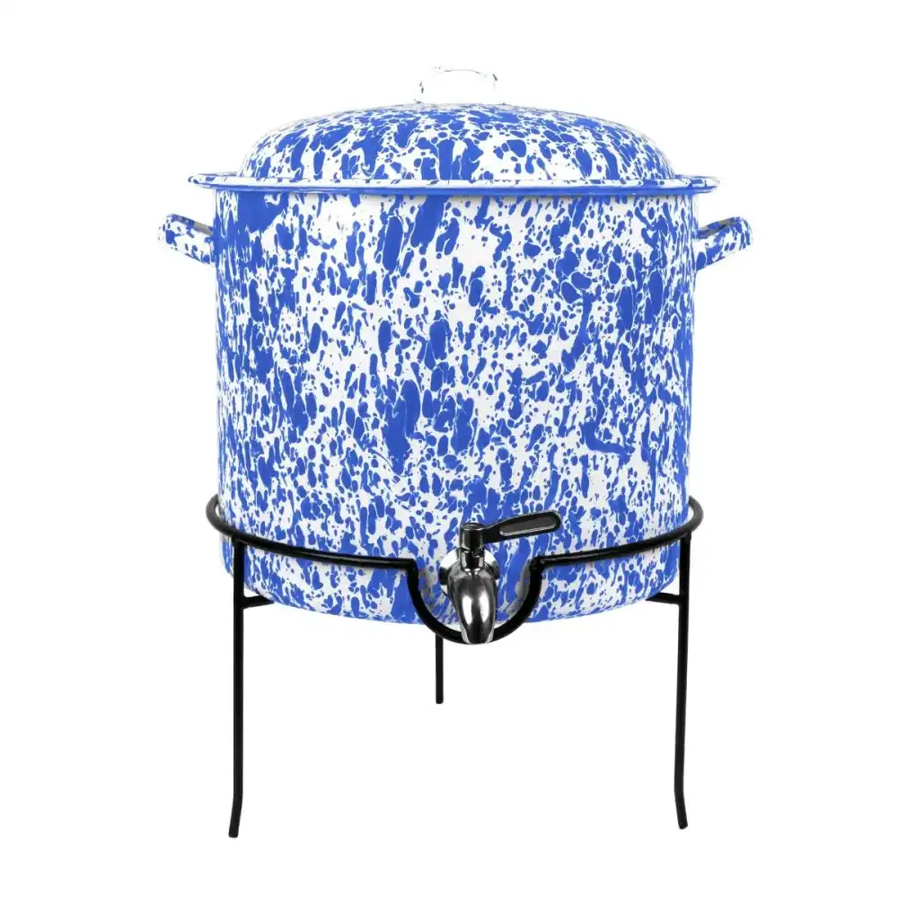 Crow Canyon 15Qt. Beverage Dispenser with Stand | Blue Splatter