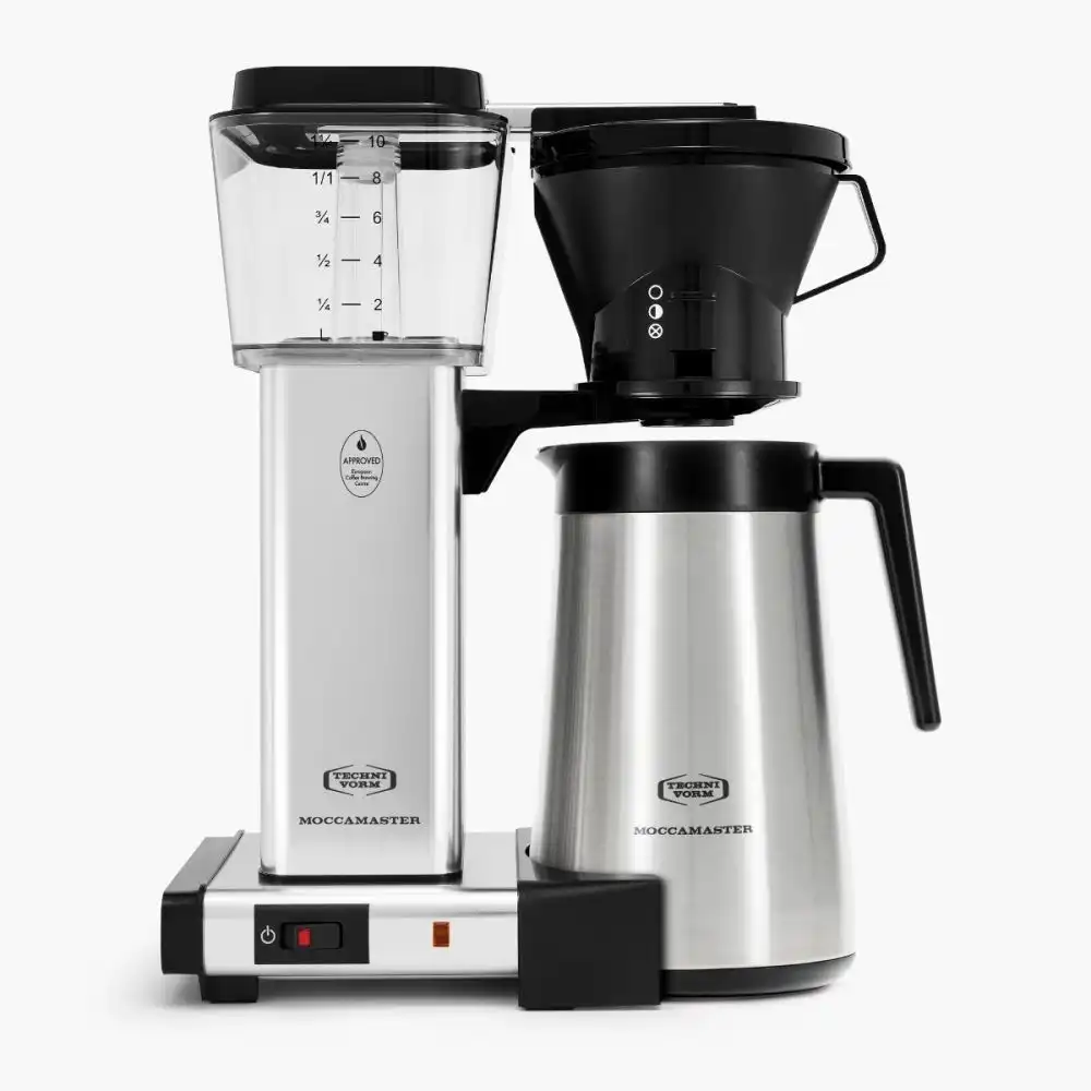 Moccamaster KBT Manual-Adjust Drip-Stop Coffee Maker (40 oz Thermal Carafe) | Polished Silver