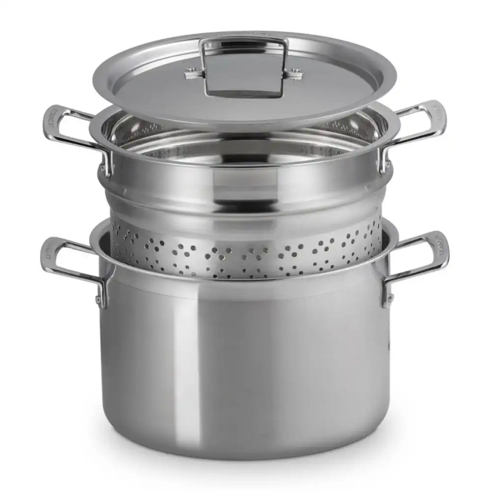 Alternative view of Le Creuset Classic Stainless Steel 7.5 Qt. Deep Round Stockpot & Colander Insert