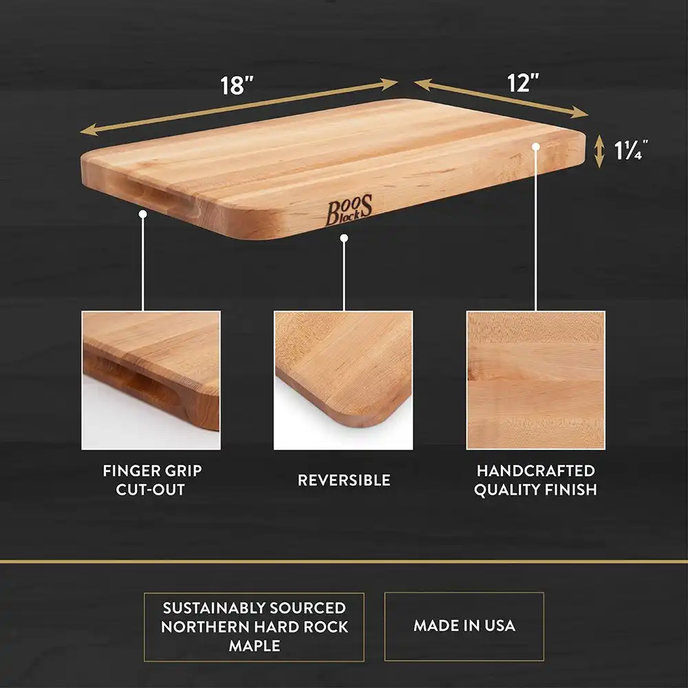 Alternative view of John Boos Chop-N-Slice Series 18" x 12" x 1.25" Cutting Board with Hand Grip | Northern Hard Rock Maple