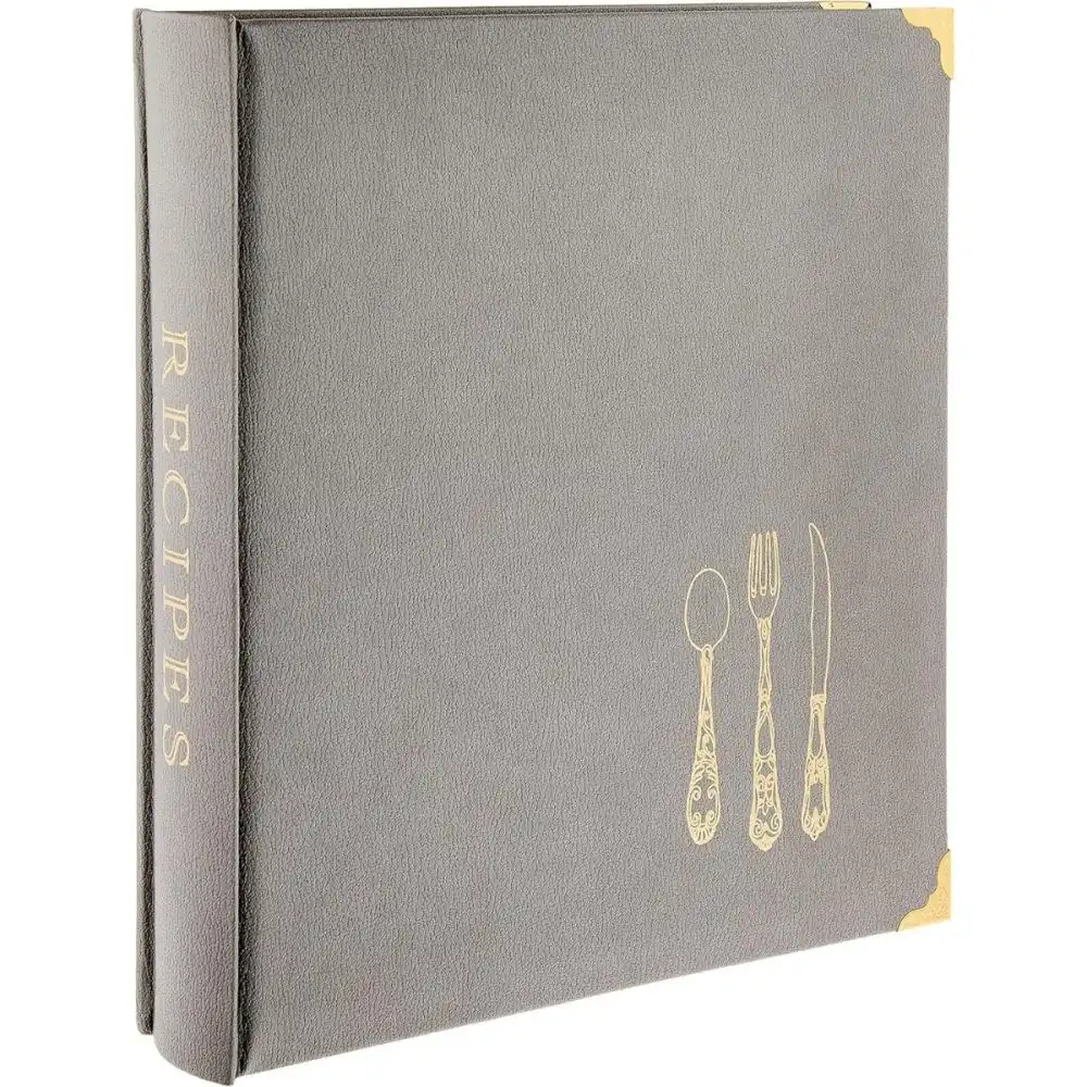 C.R. Gibson Leatherette Lined Recipe Notebook | Gray