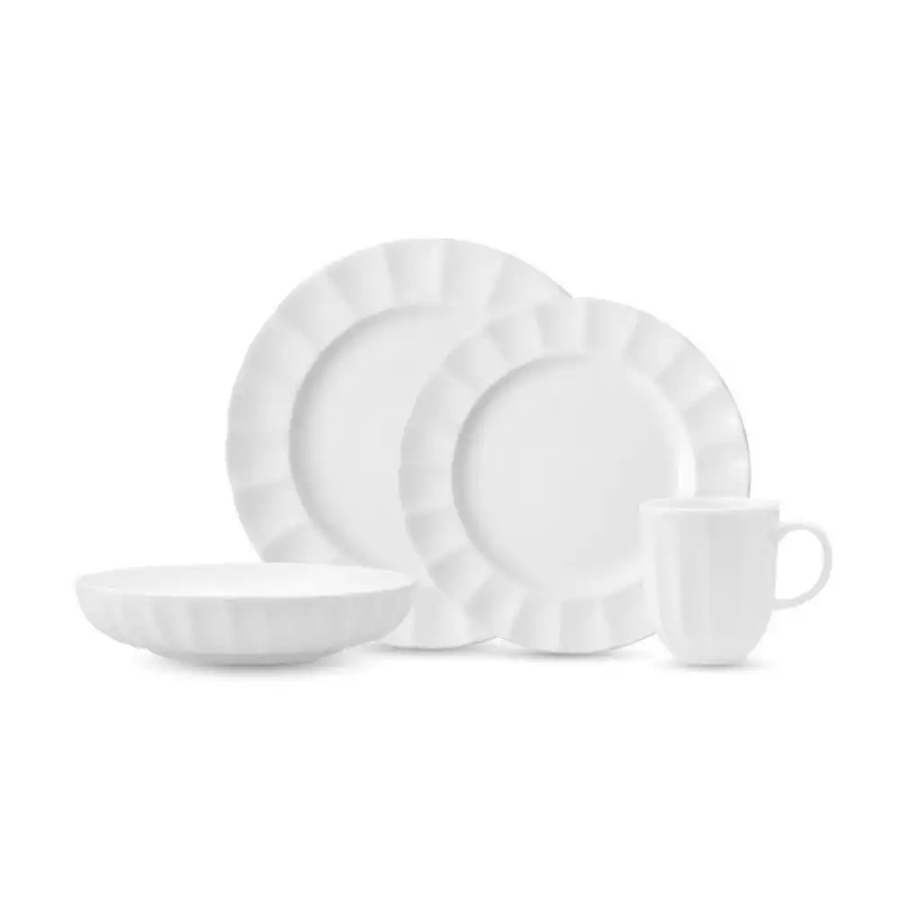 Fortessa Blyss Bone China 16-Piece Dinnerware Set | White