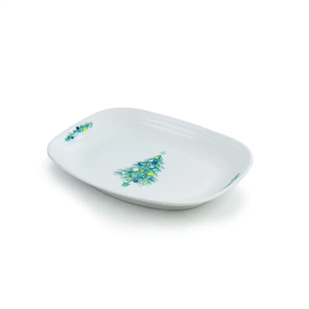 Fiesta® 11.75" Rectangular Platter | Blue Christmas Tree (White)