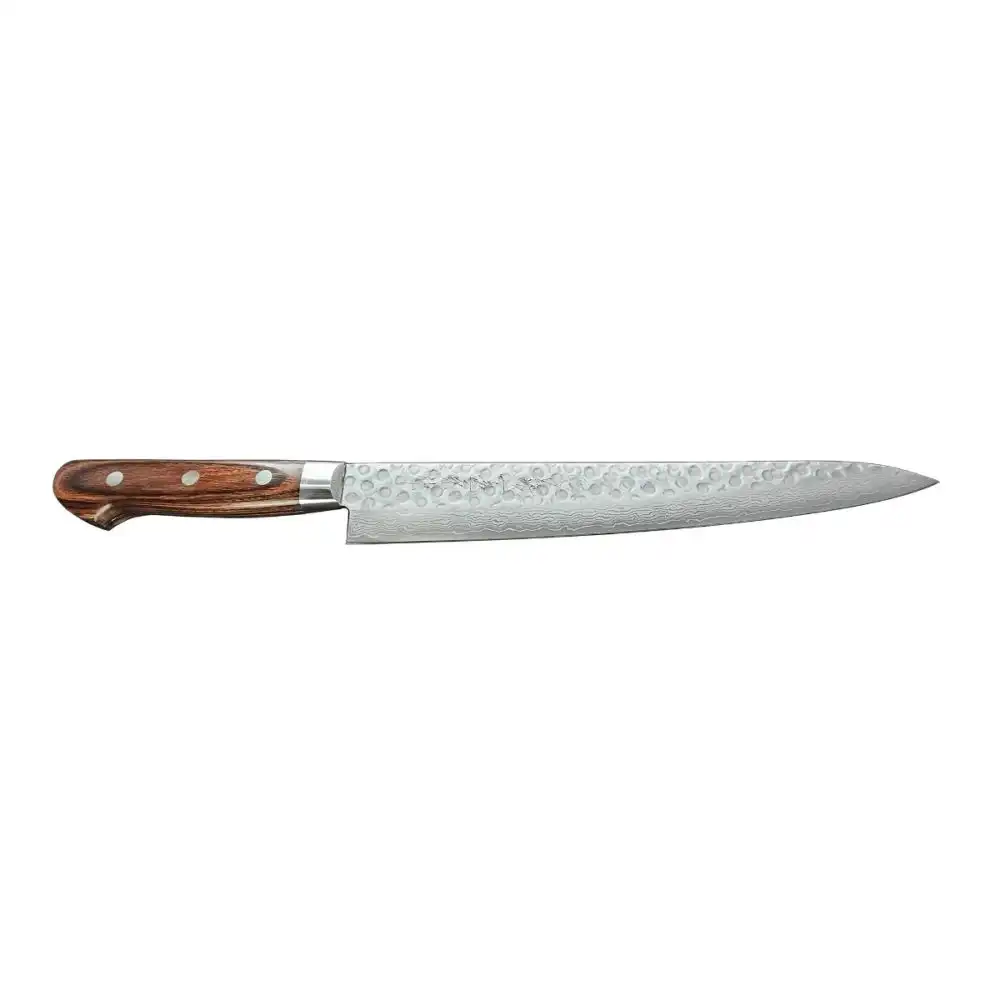 Kikuichi Warikomi Damascus Tsuchime 9.5" Sujihiki Knife