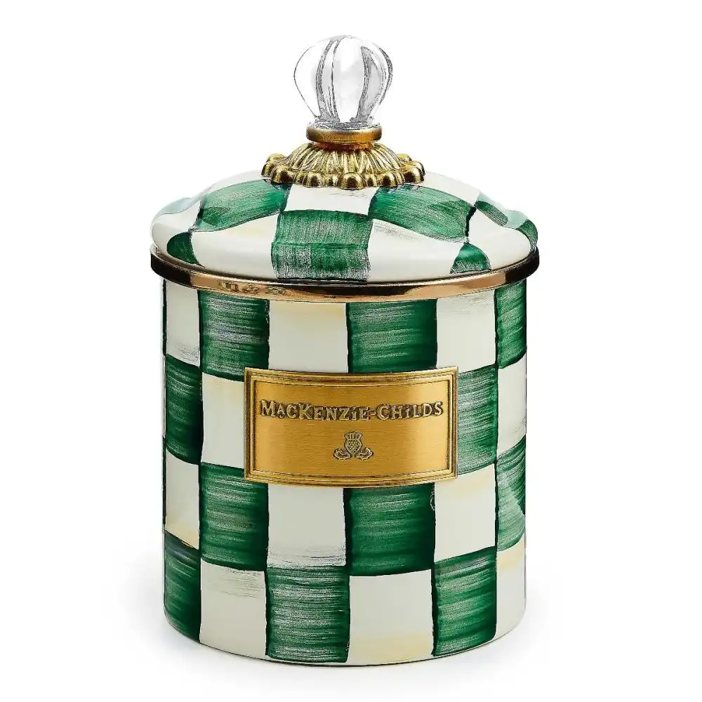MacKenzie-Childs Emerald Check 38oz Small Canister