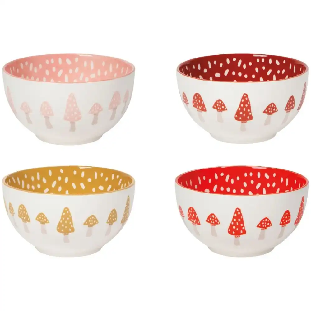 Danica Jubilee Mushroom-Print 14oz Everyday Bowls (Set of 4) | Toadstool