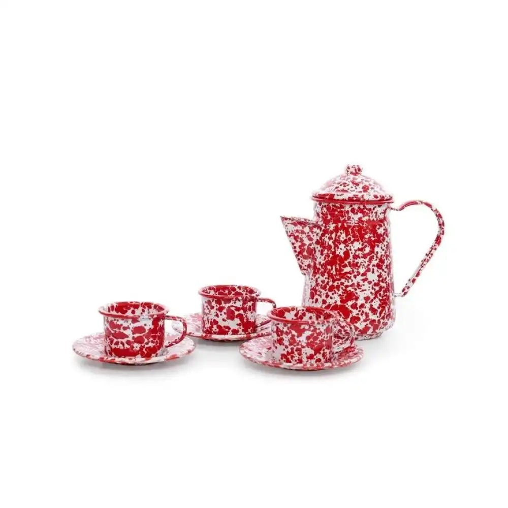 Crow Canyon Kid's Tea Set for Three | Red Splatter