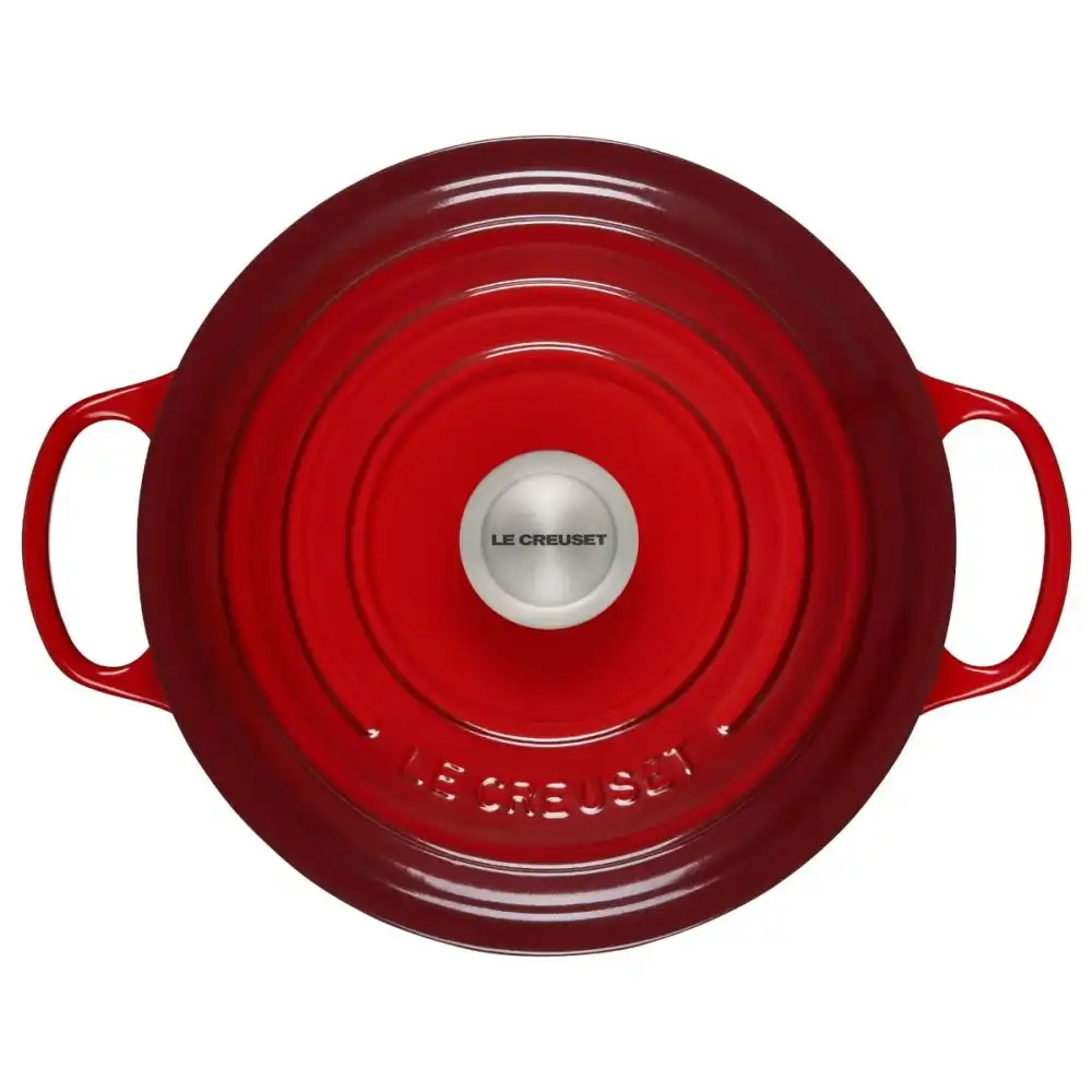 Alternative view of Le Creuset 5.5 Qt. Round Signature Cast Iron Dutch Oven with Stainless Steel Knob | Cerise/Cherry Red