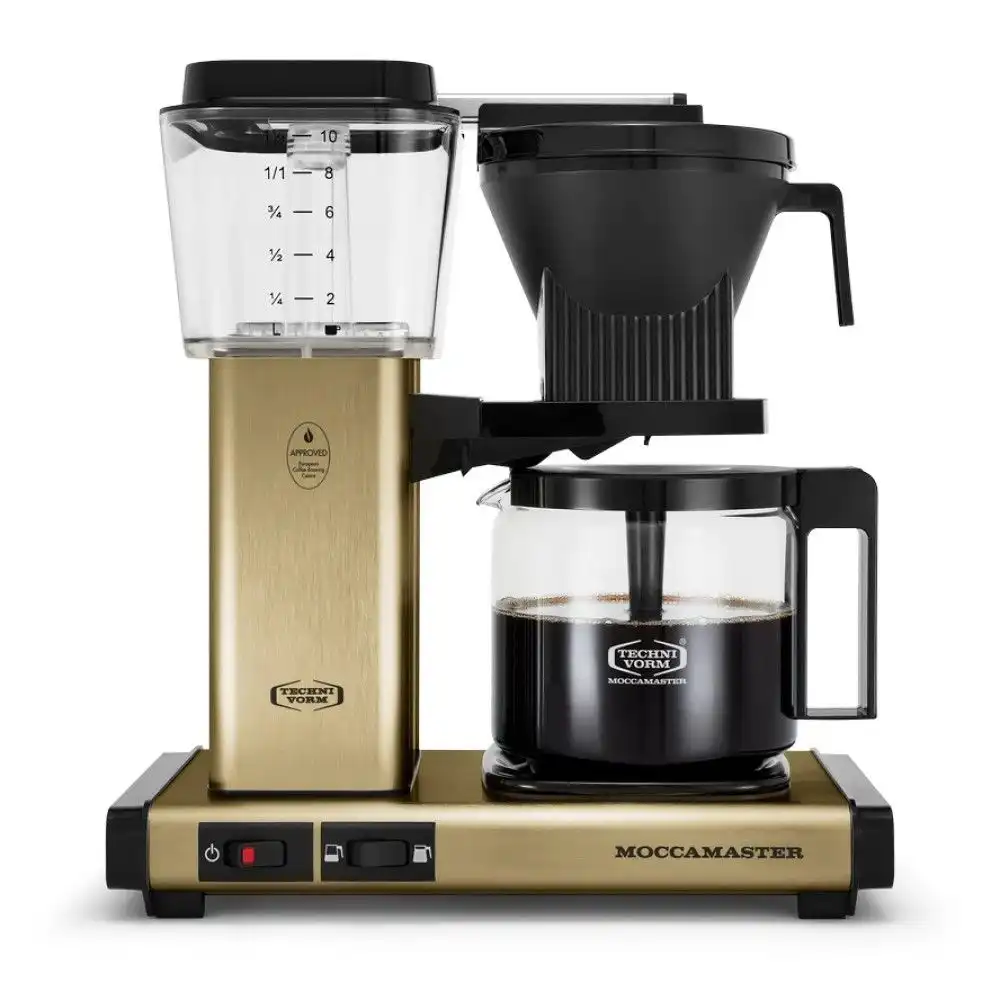 Moccamaster KBGV Automatic Drip Stop Coffee Maker (40 oz Glass Carafe) | Brushed Brass