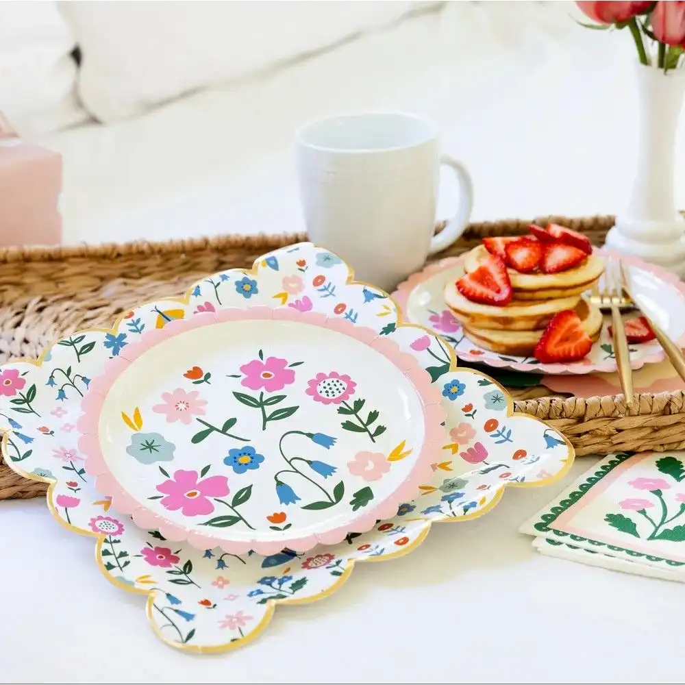 Alternative view of My Mind's Eye 8" Floral Round Paper Plates | 8-Piece