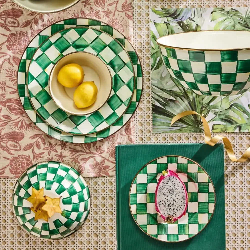Alternative view of MacKenzie-Childs Emerald Check 10" Dinner Plate