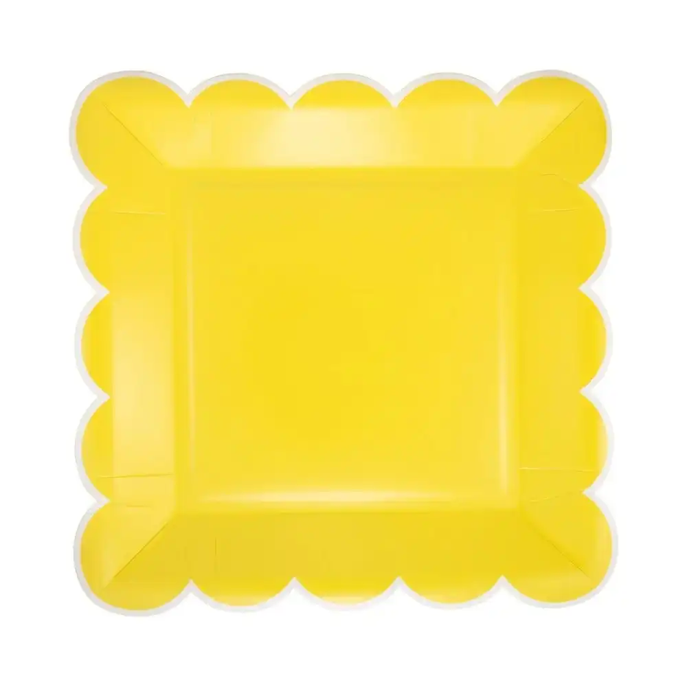 My Mind's Eye 8-Piece 9" Scalloped Square Paper Plates | Yellow