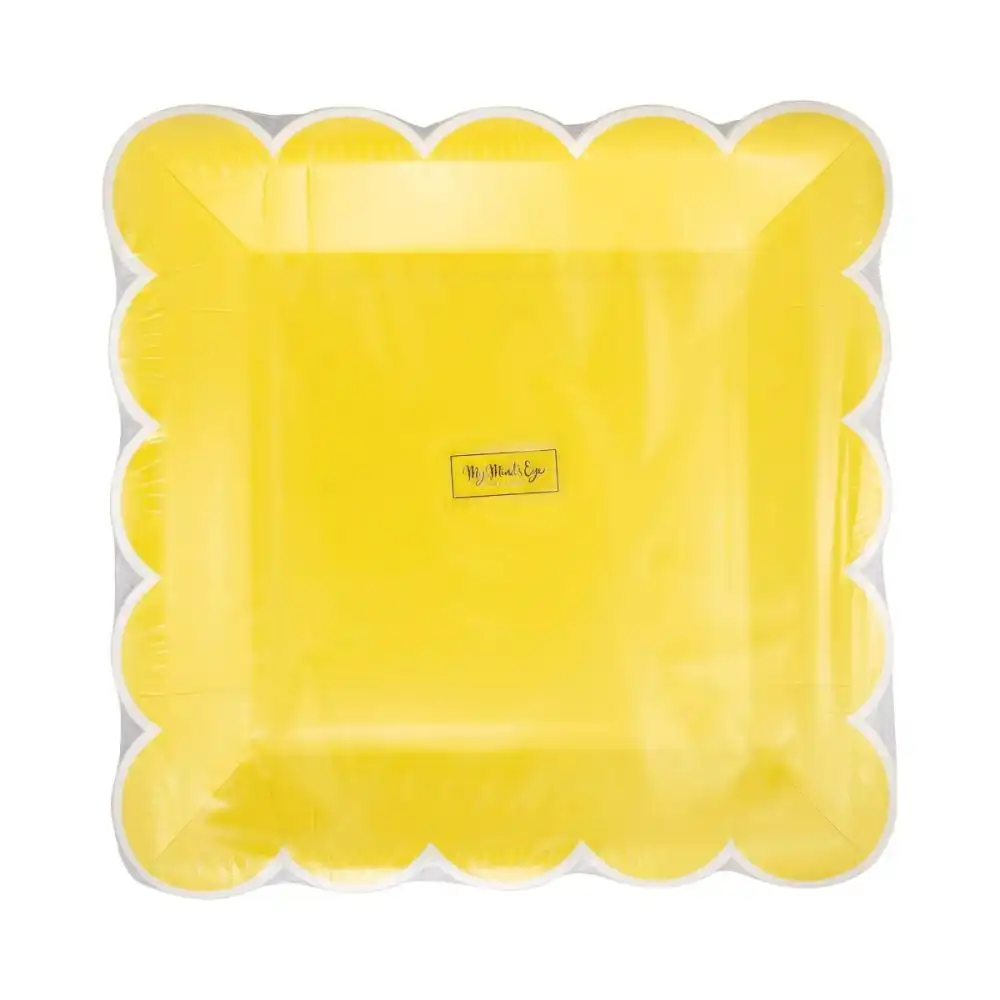 Alternative view of My Mind's Eye 8-Piece 9" Scalloped Square Paper Plates | Yellow