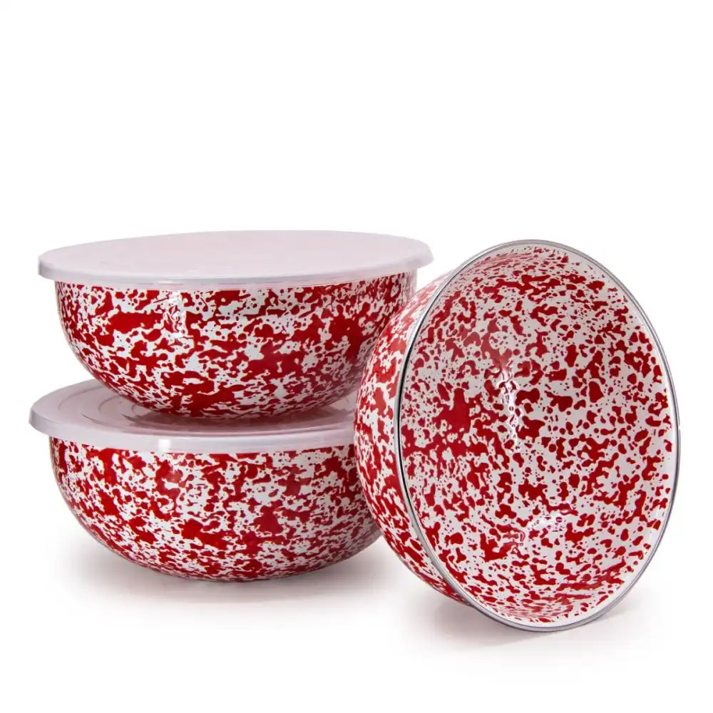 Alternative view of Crow Canyon 3-Piece Multi-Purpose Bowl Set with Lids | Red Splatter