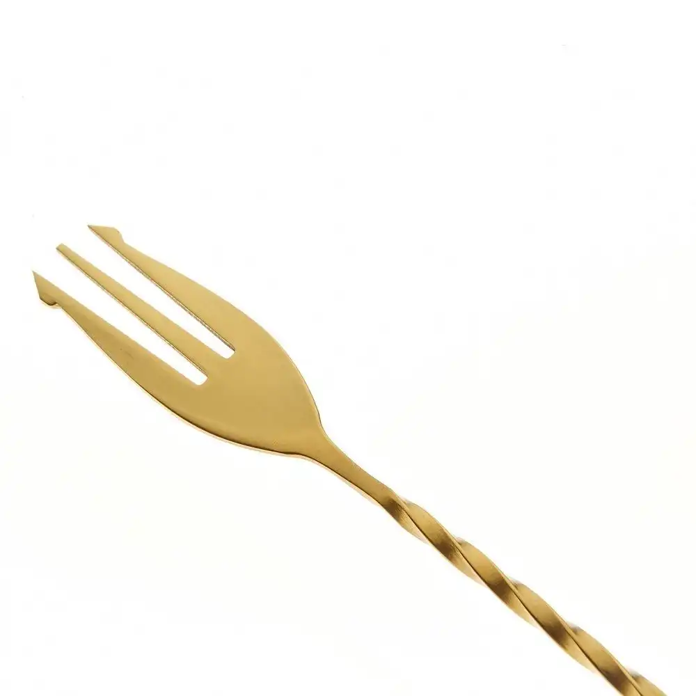 Alternative view of Mercer Barfly 15.75" Bar Spoon with Fork | Gold Plated