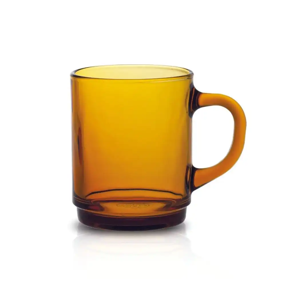 Duralex Versailles 6-Piece 8.75oz Stackable Glass Mugs | Amber
