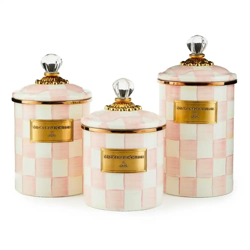 Alternative view of MacKenzie-Childs Rosy Check 38oz Small Canister