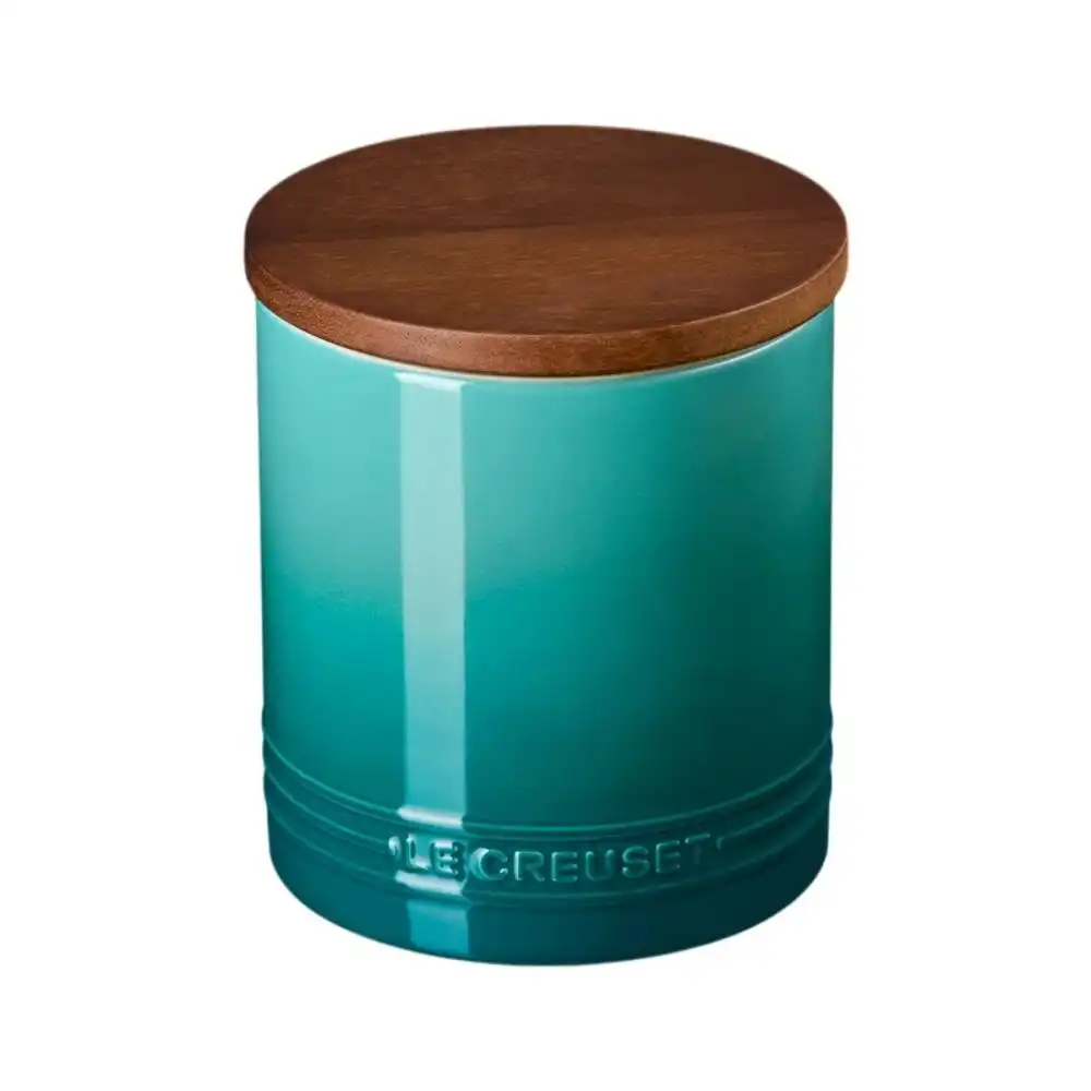Alternative view of Le Creuset Signature 1.2 Qt. Stoneware Canister with Acacia Wood Lid | Blue Riviera