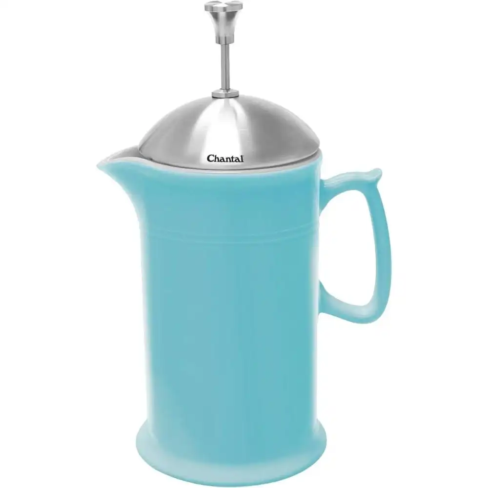 Chantal 28oz Ceramic French Press with Stainless Steel Plunger | Aqua