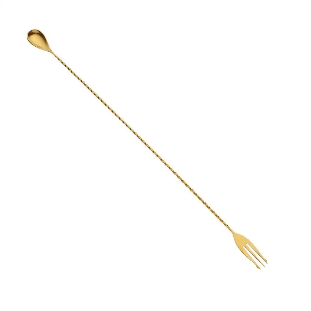 Mercer Barfly 19.6" Bar Spoon with Fork | Gold Plated