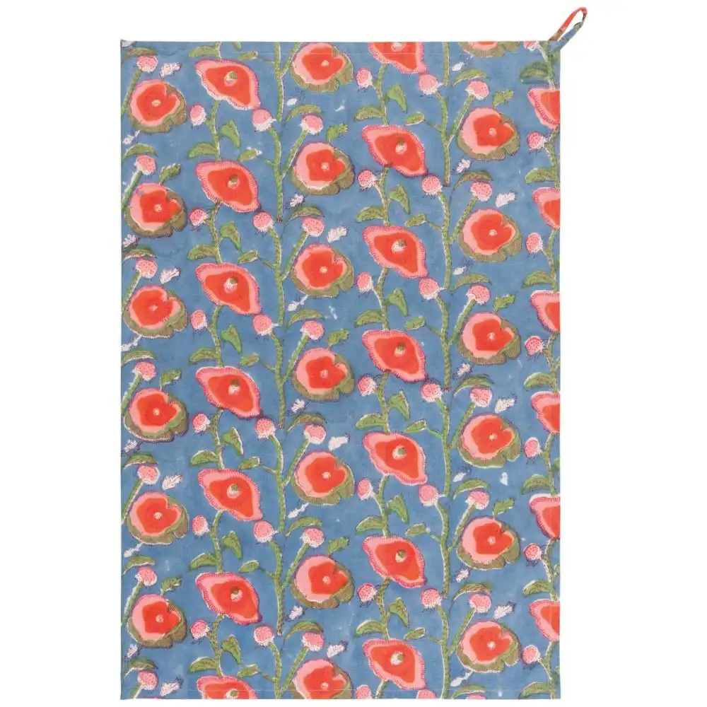 Danica Heirloom Block Print Dishtowel | Poppy