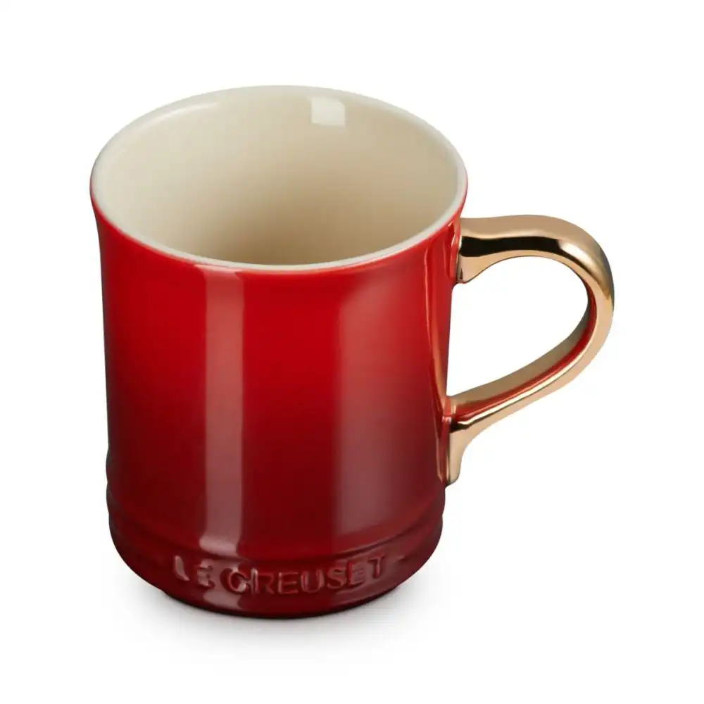 Le Creuset 14oz Gold Metallic Handle Mug | Cerise