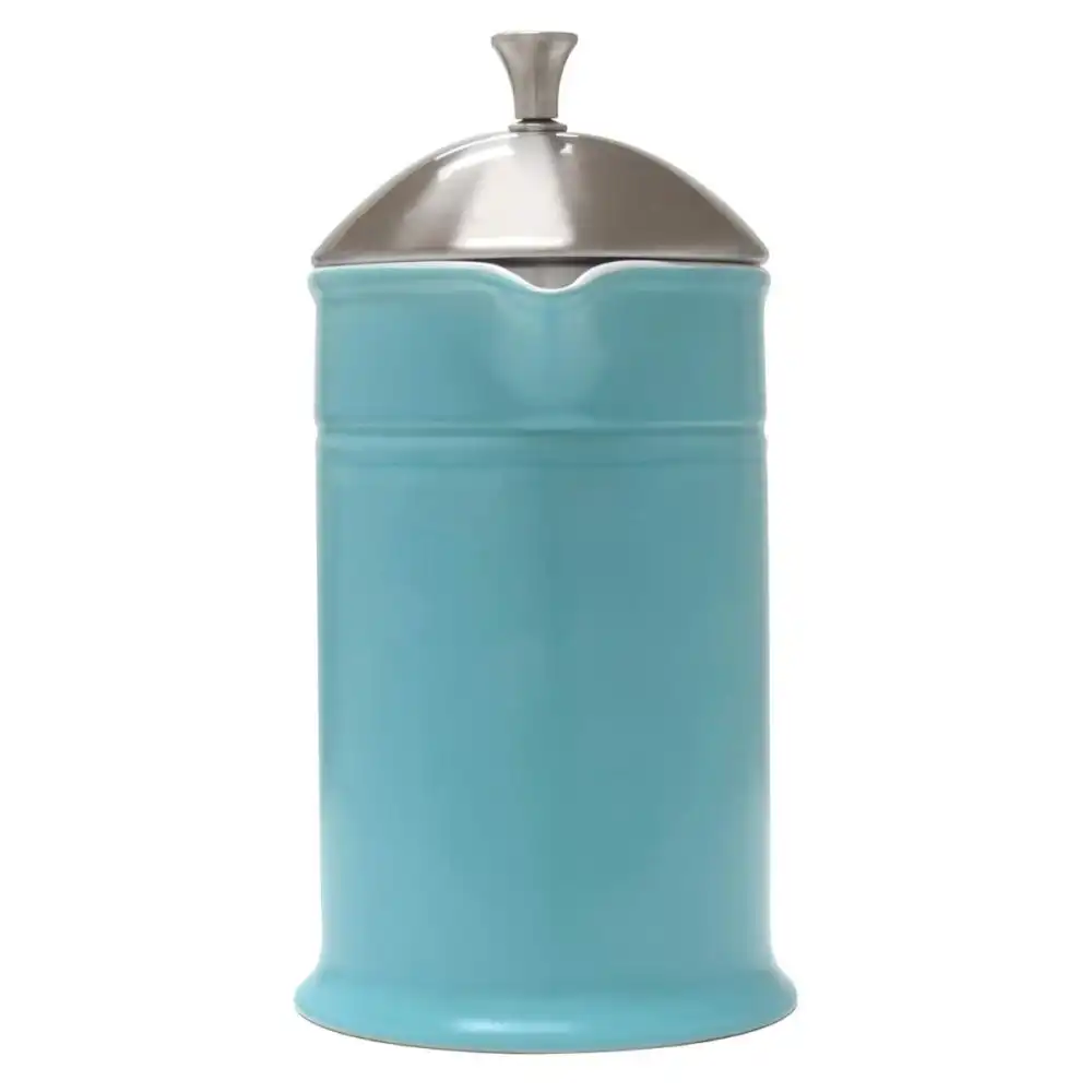 Alternative view of Chantal 28oz Ceramic French Press with Stainless Steel Plunger | Aqua