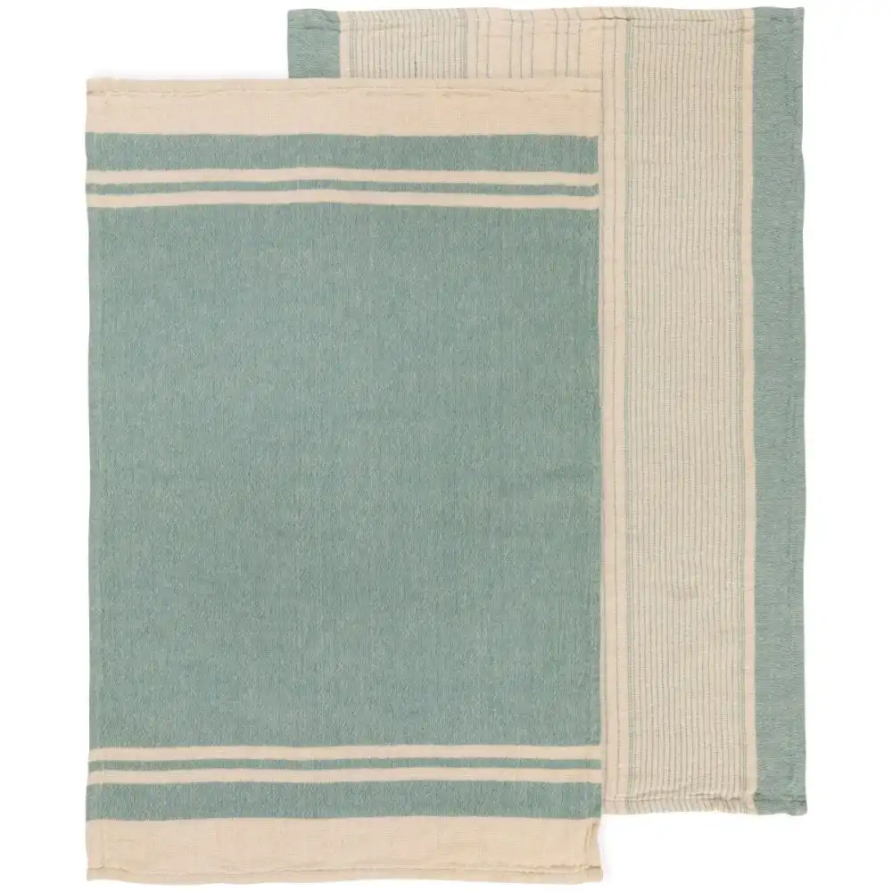 Danica Heirloom Linea Woven Dishtowels (Set of 2) | Lagoon