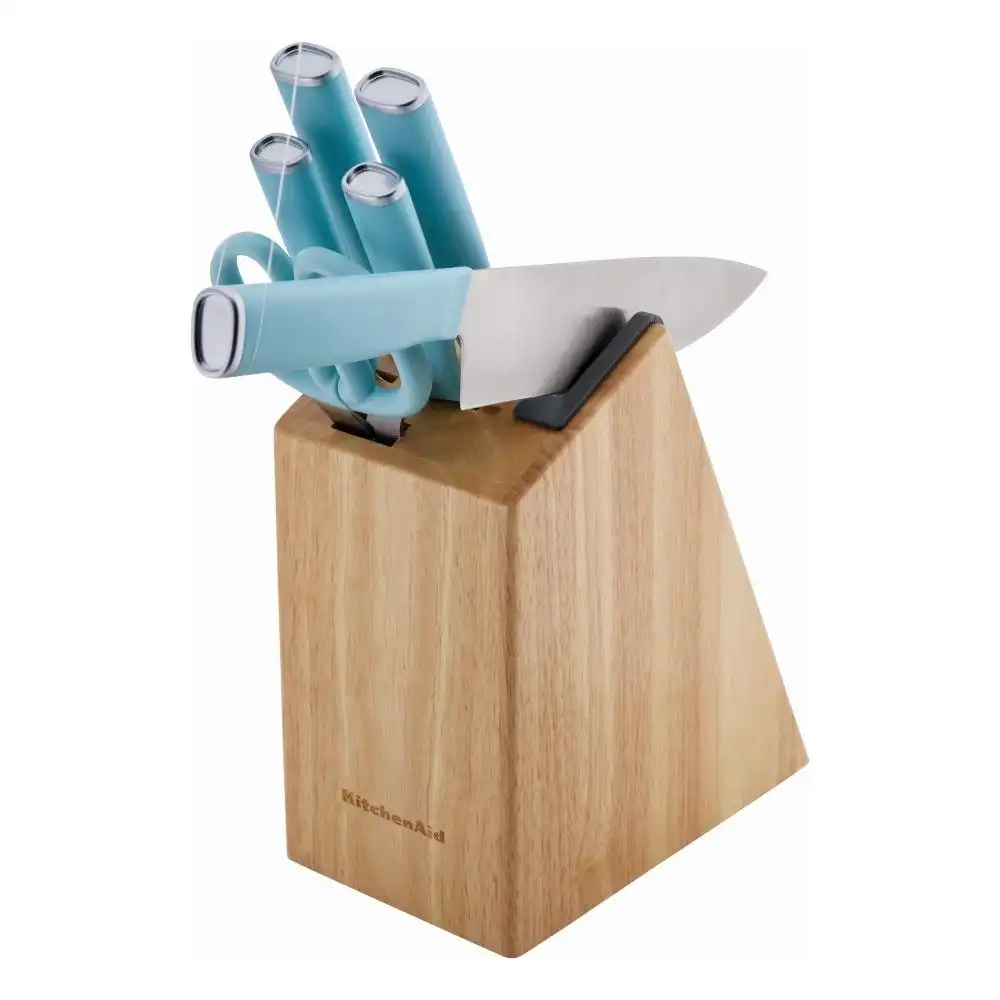 Alternative view of KitchenAid Classic 7-Piece Self-Sharpening Knife Block Set | Mineral Water Handles with Natural Block