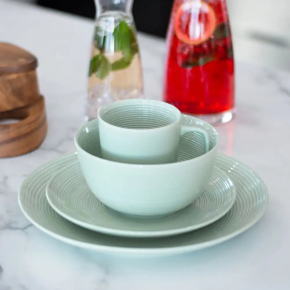 Everything Kitchens Colorful Glazed 16-Piece Dinnerware Set | Light Green