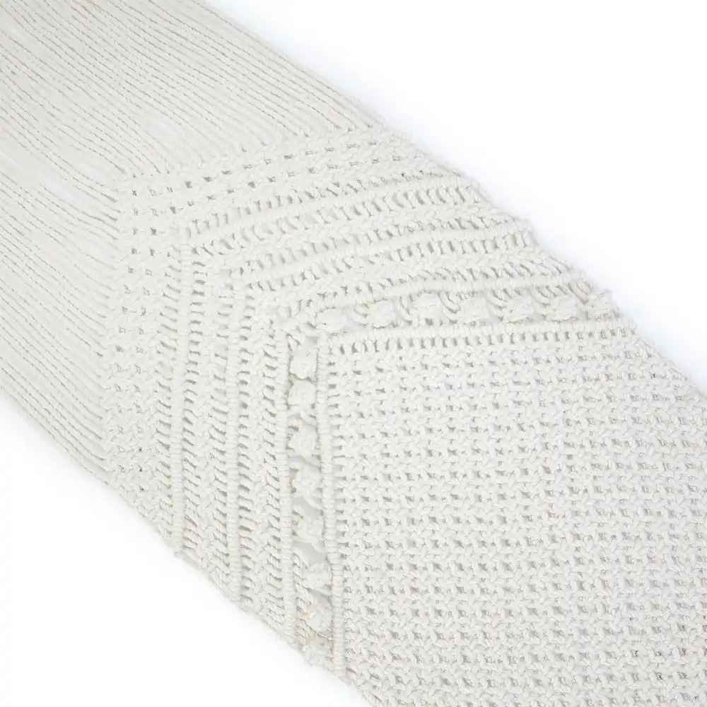 Alternative view of Everything Kitchens 13" x 82" Macrame Table Runner | Pebble