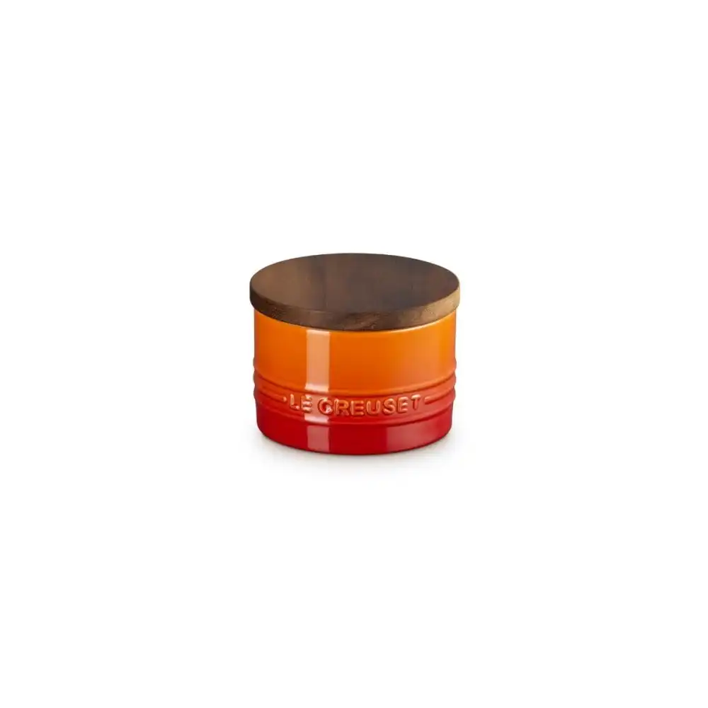 Le Creuset Signature 7oz Salt Cellar with Wood Lid | Flame