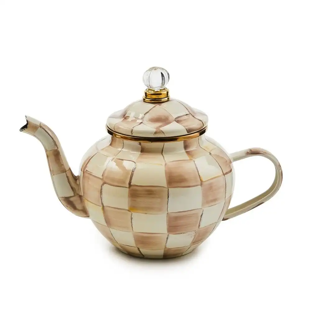 MacKenzie-Childs Mocha Check 4-Cup Teapot