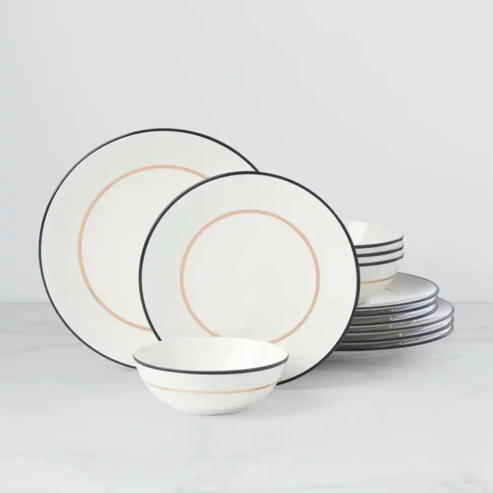 Alternative view of Kate Spade Make It Pop 12-Piece Dinnerware Set | Black and Gold