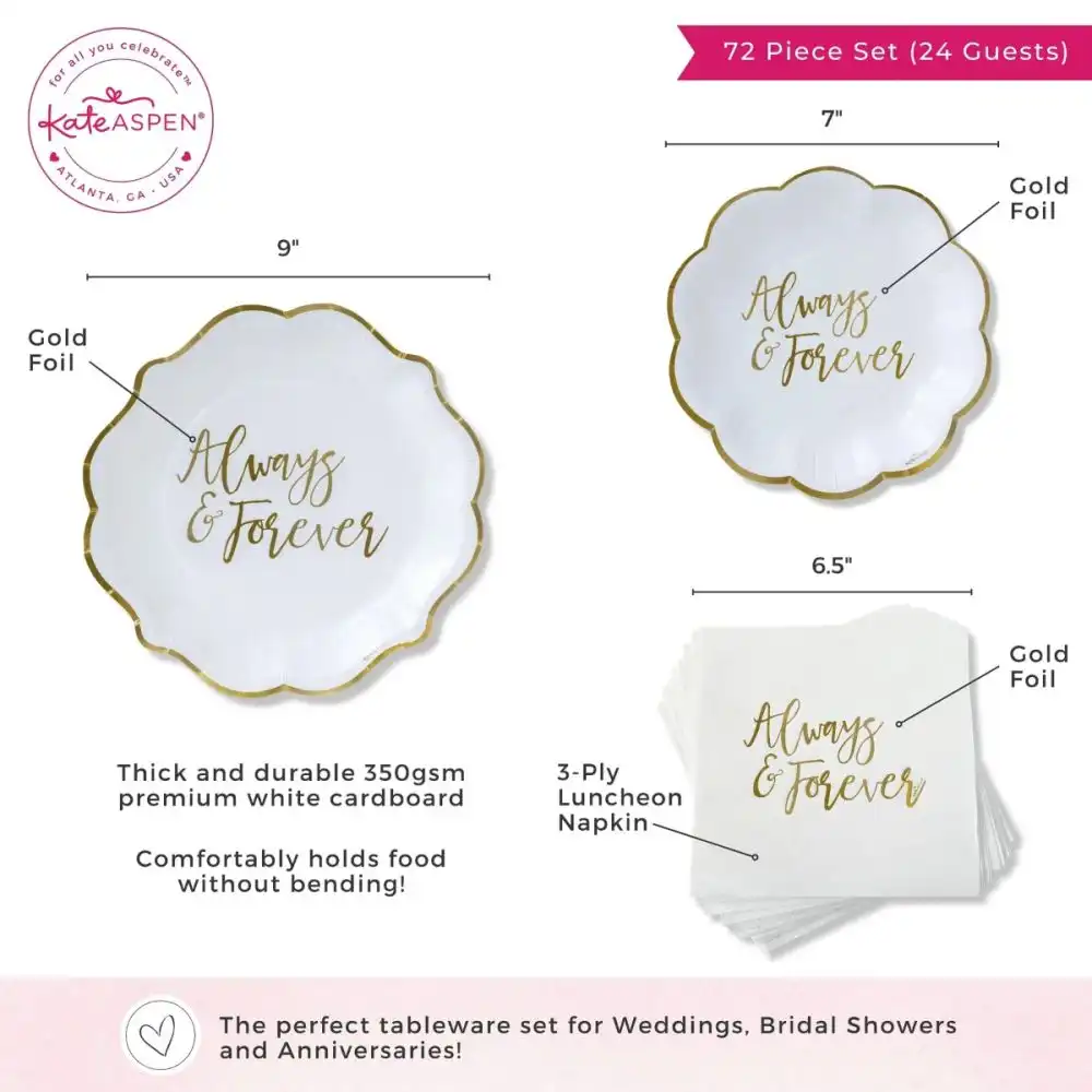 Alternative view of Kate Aspen Always & Forever 72-Piece Party Tableware Set