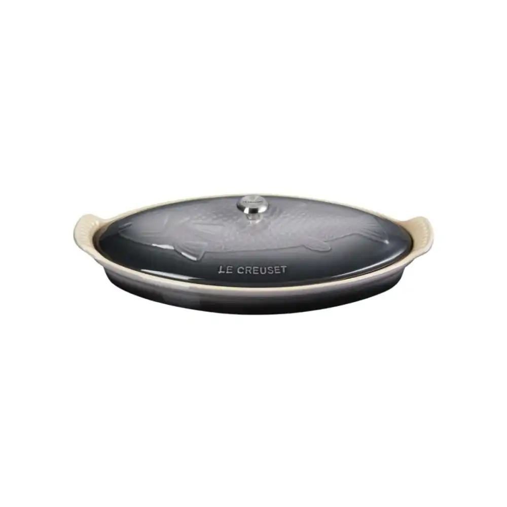 Le Creuset Heritage 1.7 Qt. Fish Baker with Stainless Steel Knob | Oyster