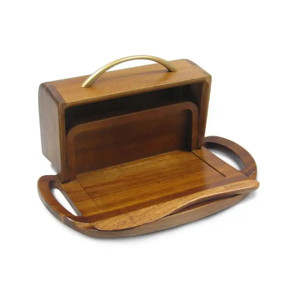 Alternative view of Butterie Acacia Wood Flip-Top Butter Dish | Satin Brass