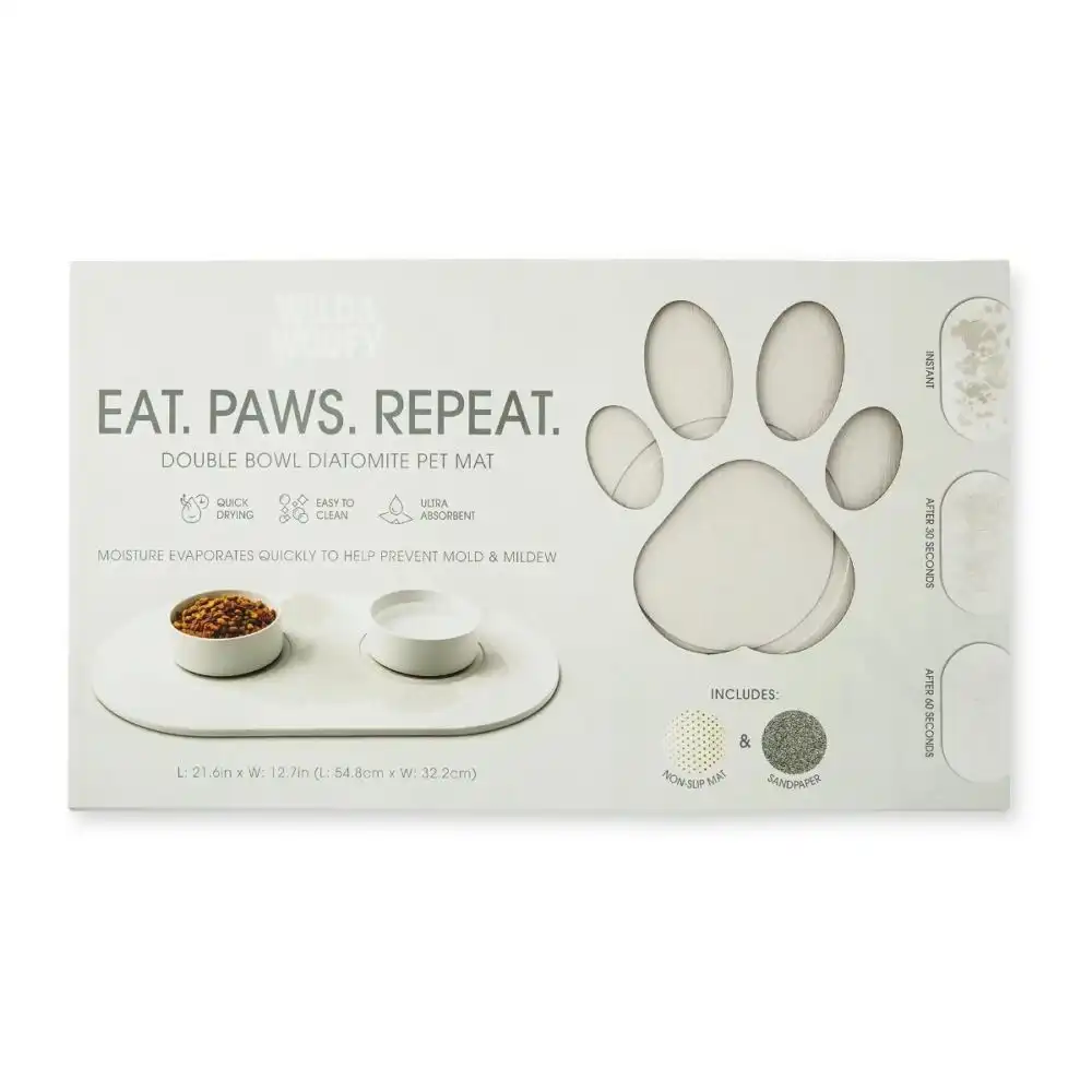 Alternative view of Core Home Double Bowl Diatomite Pet Mat | Cream