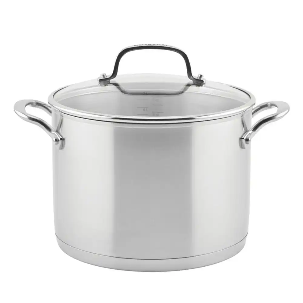 KitchenAid Stainless Steel 3-Ply Base Stockpot with Lid | 8 Qt.