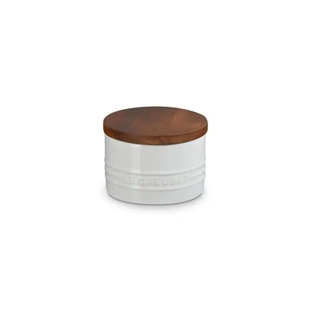 Le Creuset Signature 7oz Salt Cellar with Wood Lid | White